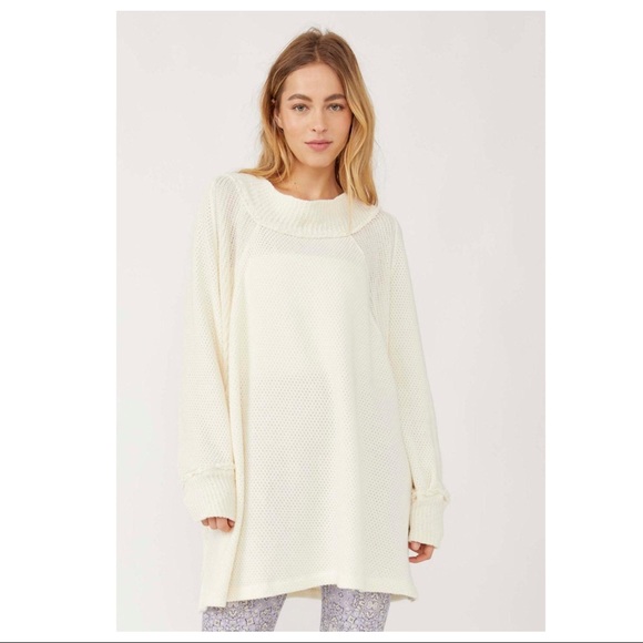 FREE PEOPLE SWEATER BOHO 90s VIBES FLOWY PULLOVER OVERSIZED TUNIC A2C - Picture 2 of 10